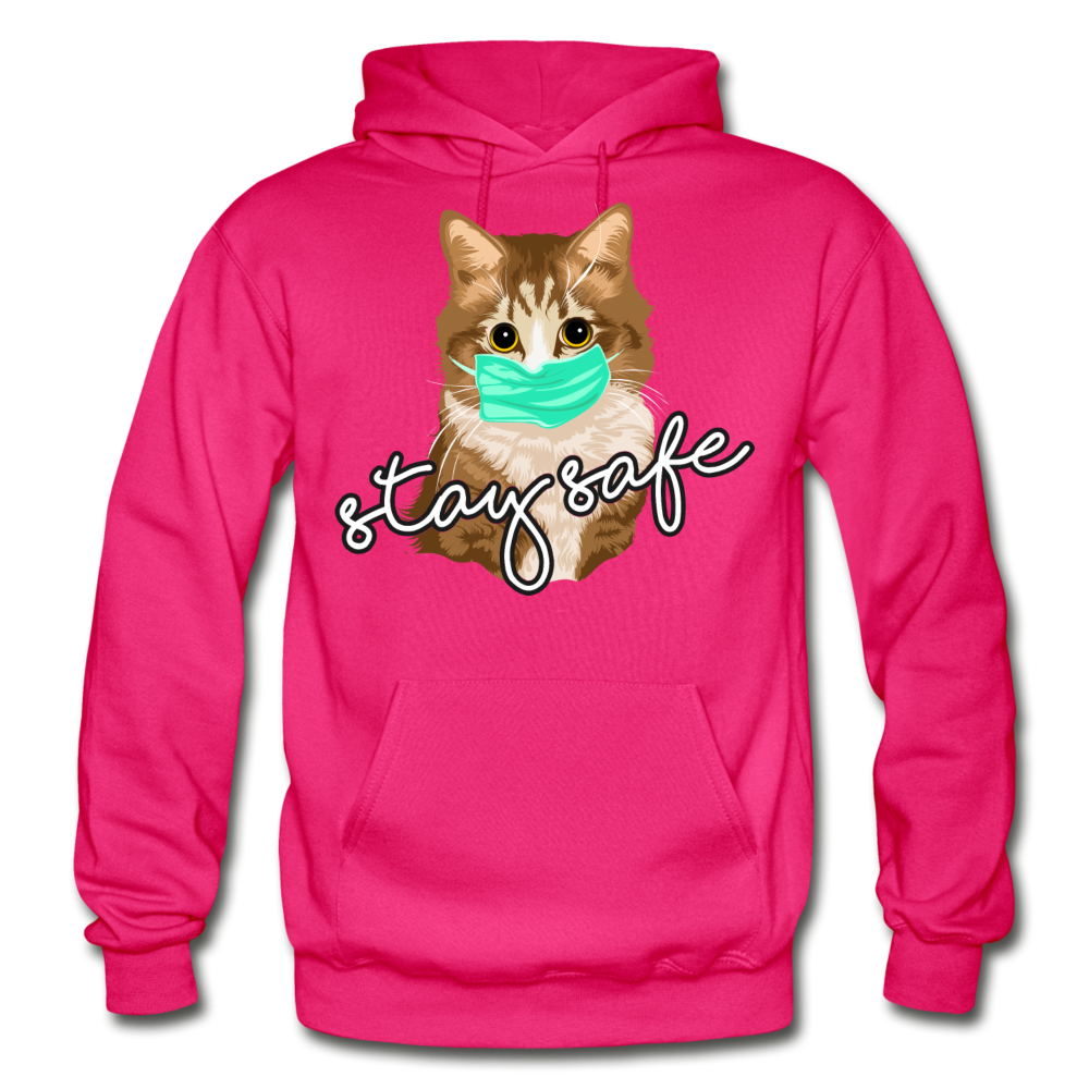 Stay Safe Cat - Gildan Heavy Blend Adult Hoodie - fuchsia