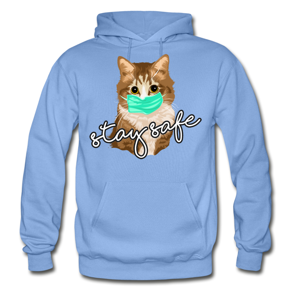 Stay Safe Cat - Gildan Heavy Blend Adult Hoodie - carolina blue