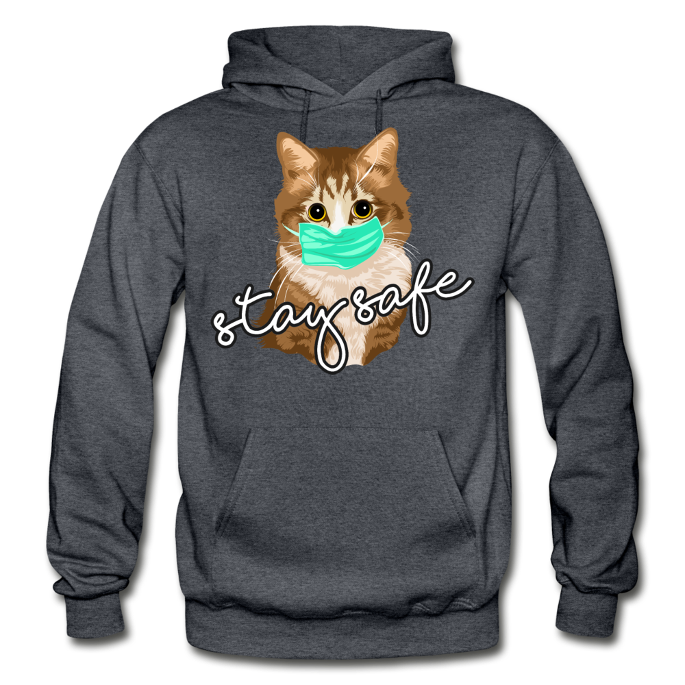 Stay Safe Cat - Gildan Heavy Blend Adult Hoodie - charcoal gray