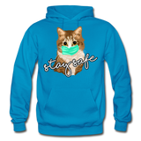 Stay Safe Cat - Gildan Heavy Blend Adult Hoodie - turquoise