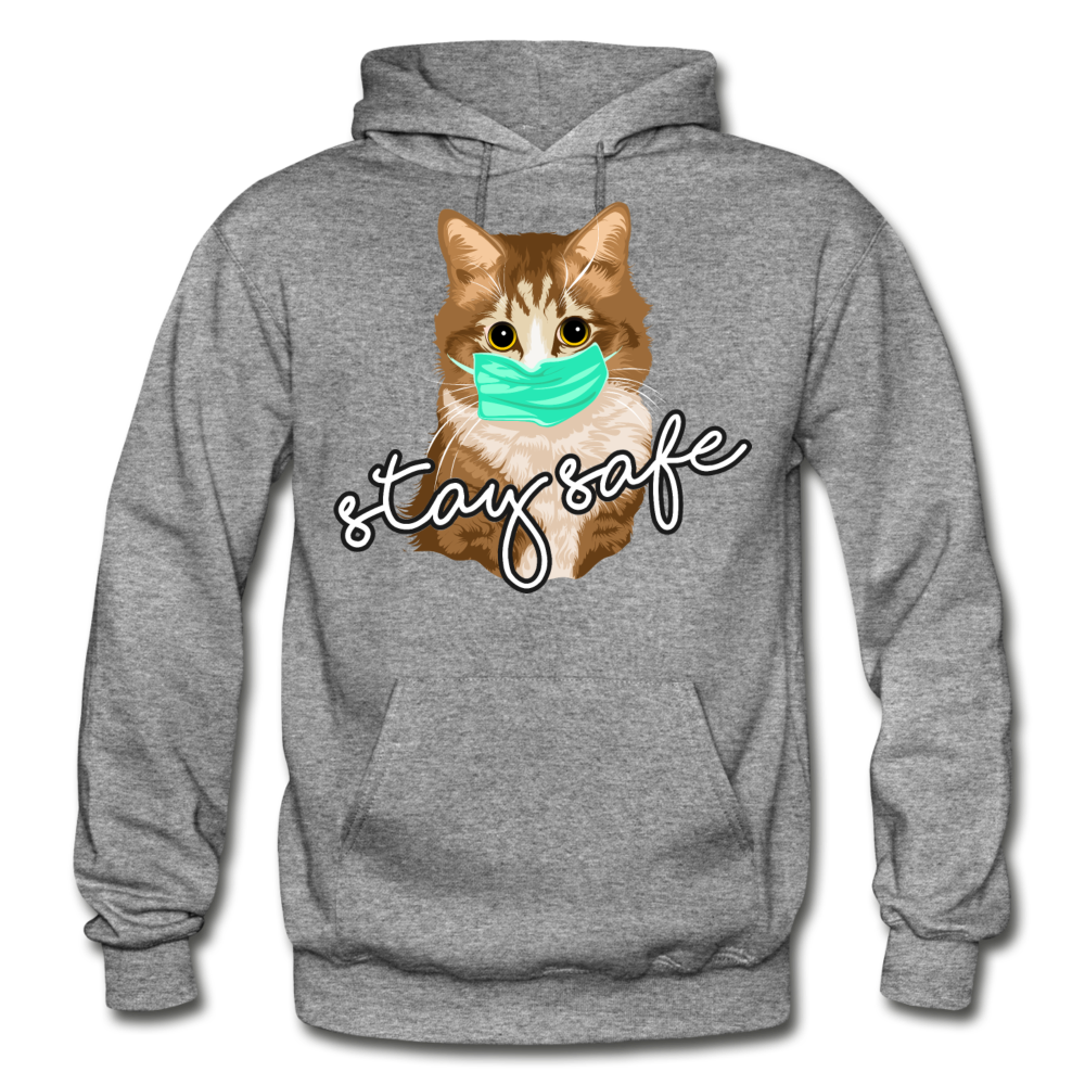 Stay Safe Cat - Gildan Heavy Blend Adult Hoodie - graphite heather