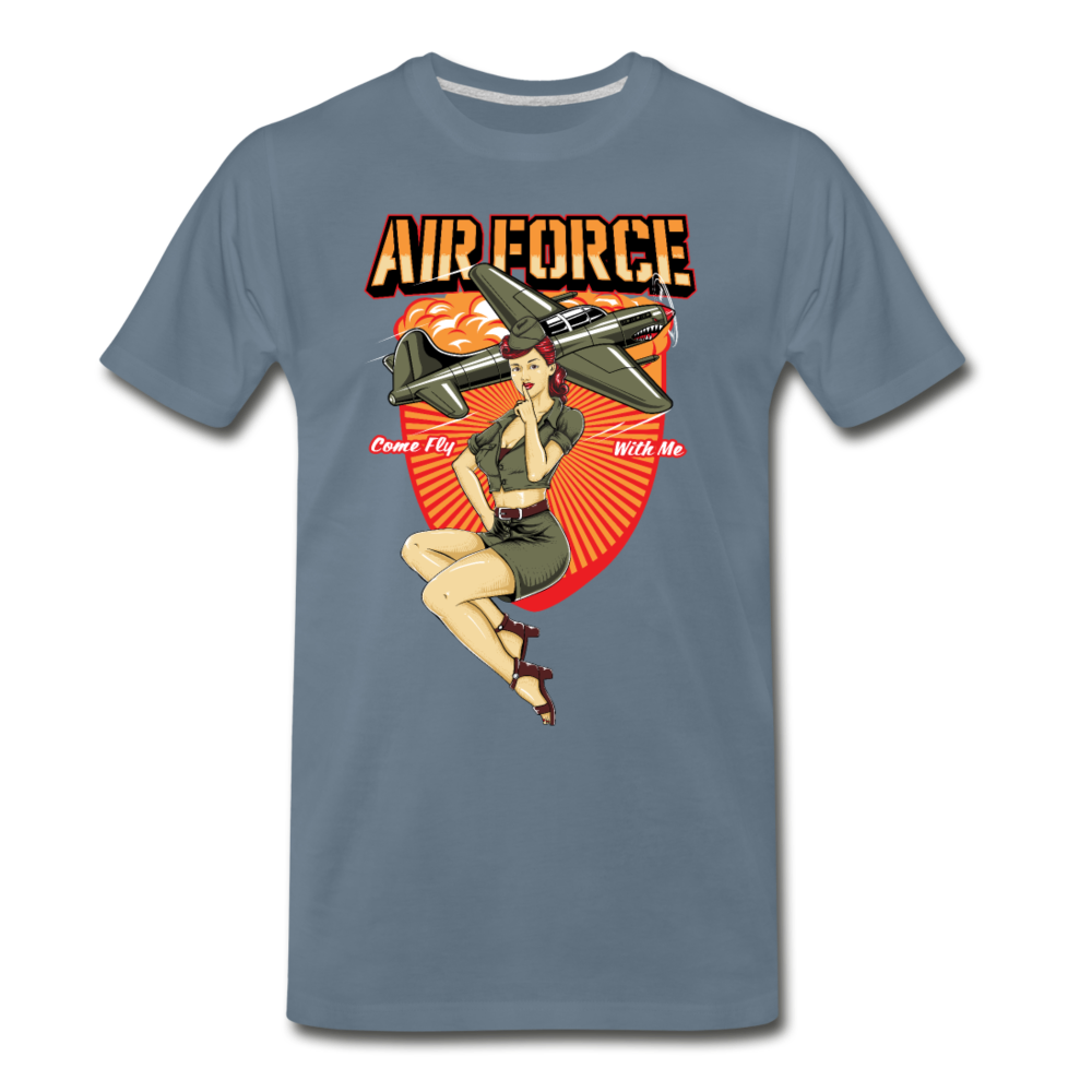 Air Force - Pinup - Men's Premium T-Shirt - steel blue