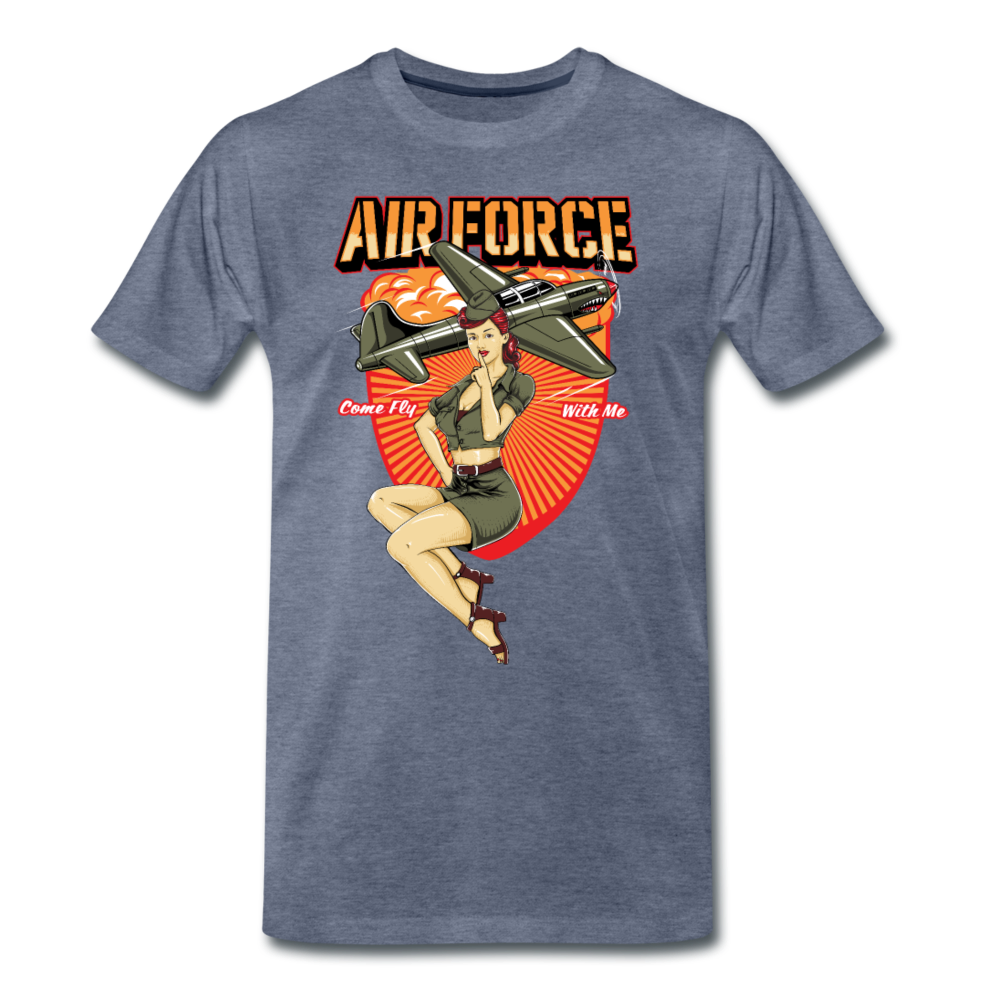 Air Force - Pinup - Men's Premium T-Shirt - heather blue