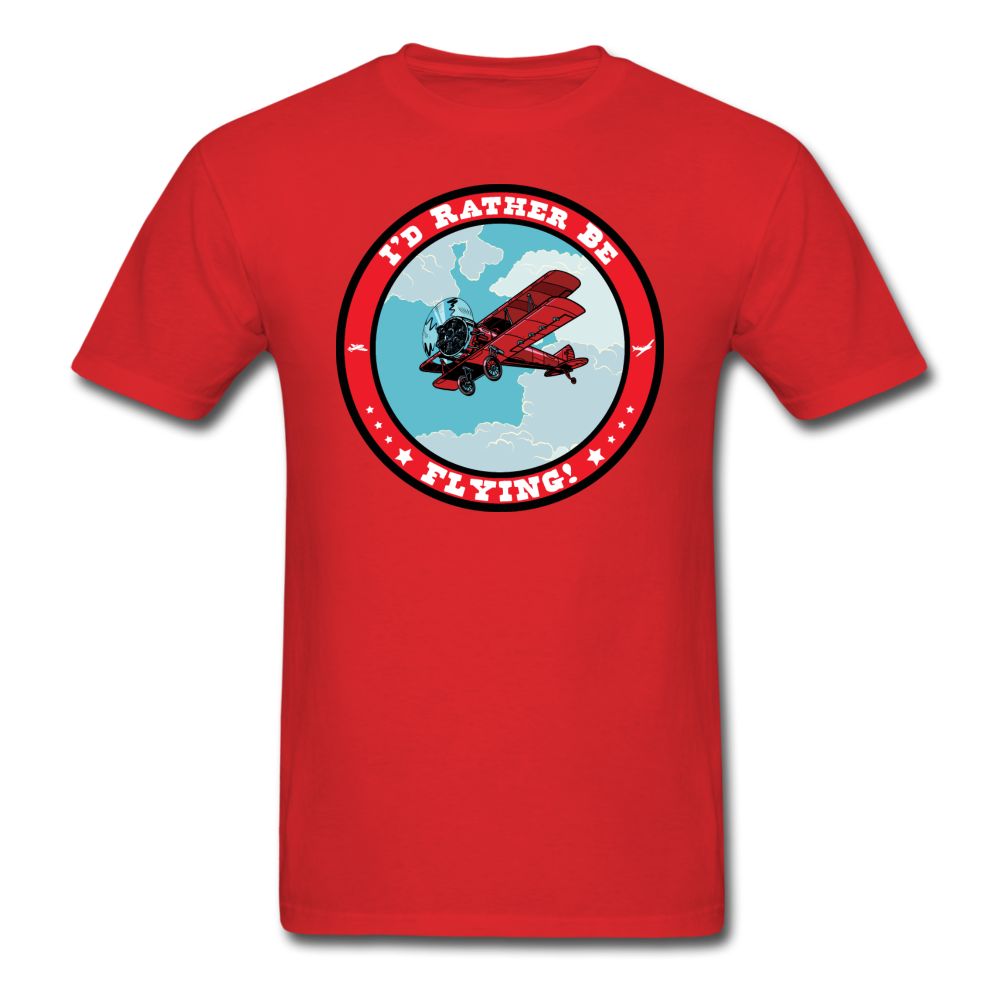 I'd Rather Be Flying - Badge - Unisex Classic T-Shirt - red