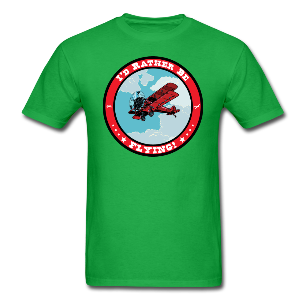 I'd Rather Be Flying - Badge - Unisex Classic T-Shirt - bright green