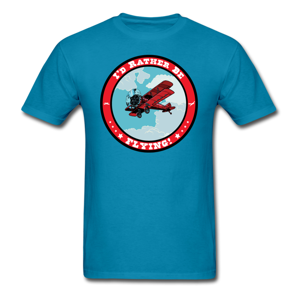 I'd Rather Be Flying - Badge - Unisex Classic T-Shirt - turquoise