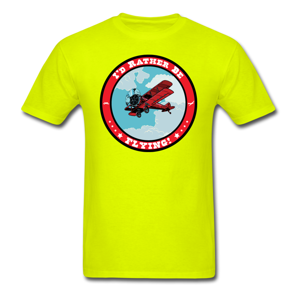 I'd Rather Be Flying - Badge - Unisex Classic T-Shirt - safety green