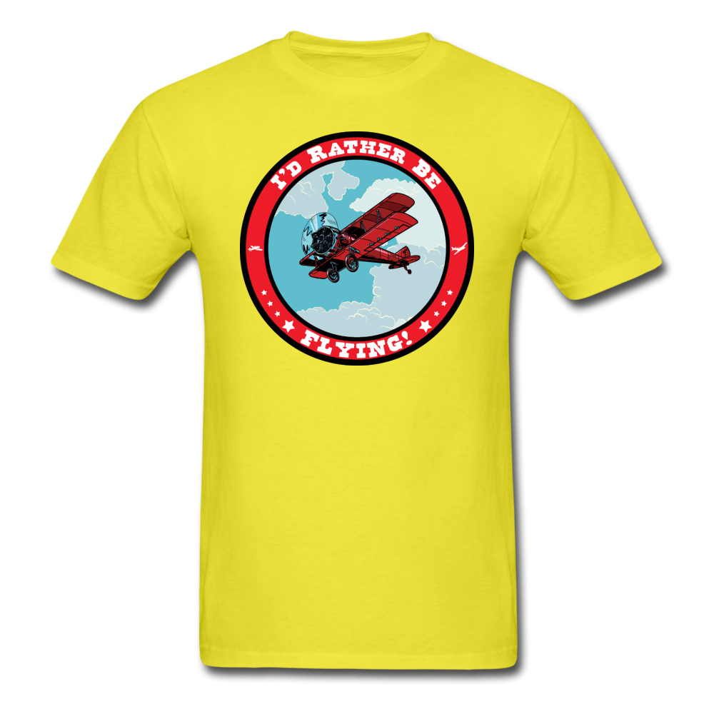 I'd Rather Be Flying - Badge - Unisex Classic T-Shirt - yellow