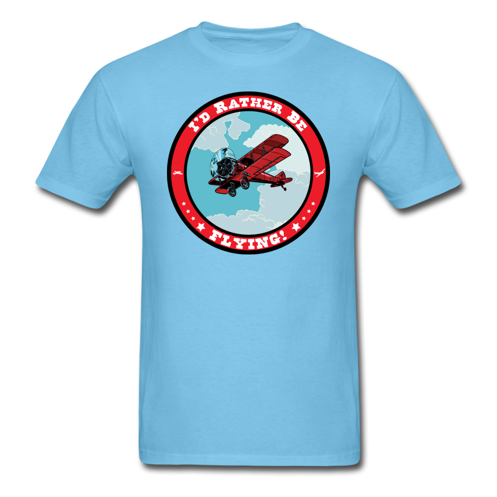 I'd Rather Be Flying - Badge - Unisex Classic T-Shirt - aquatic blue