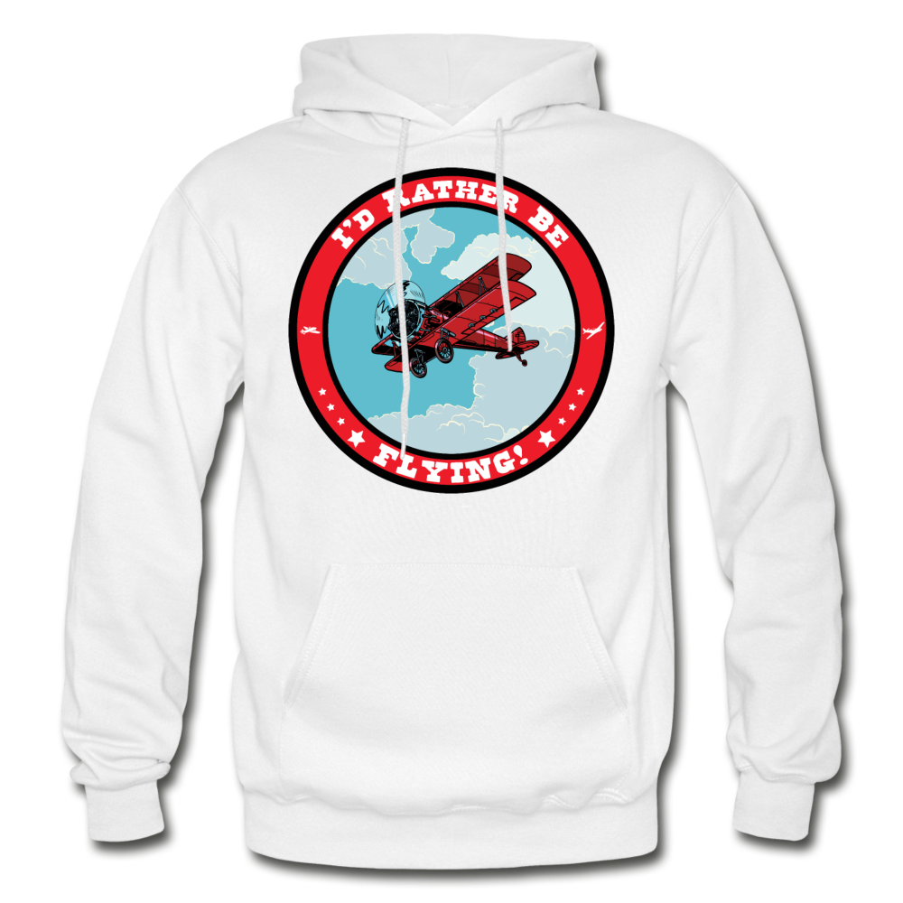 I'd Rather Be Flying - Badge - Gildan Heavy Blend Adult Hoodie - white