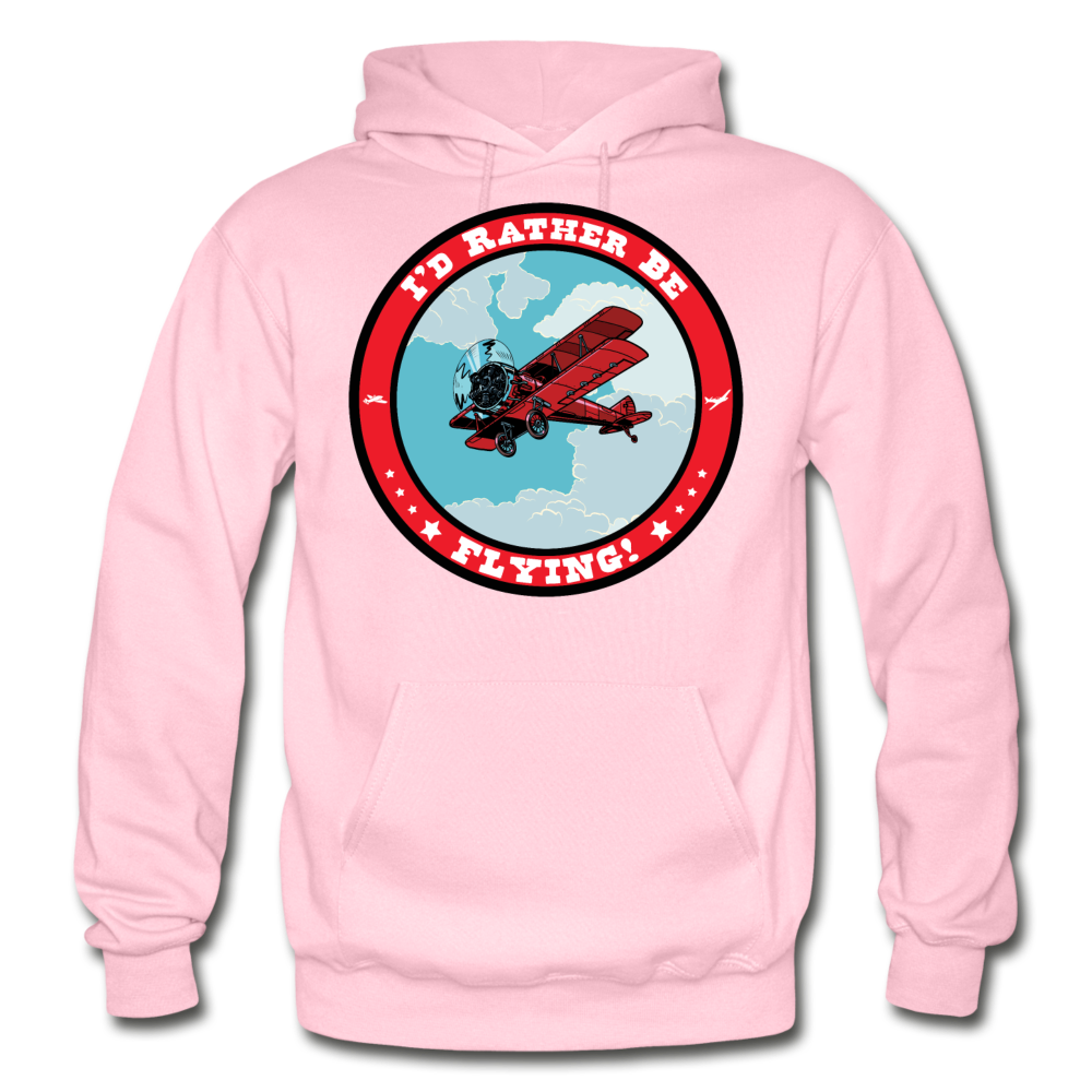 I'd Rather Be Flying - Badge - Gildan Heavy Blend Adult Hoodie - light pink