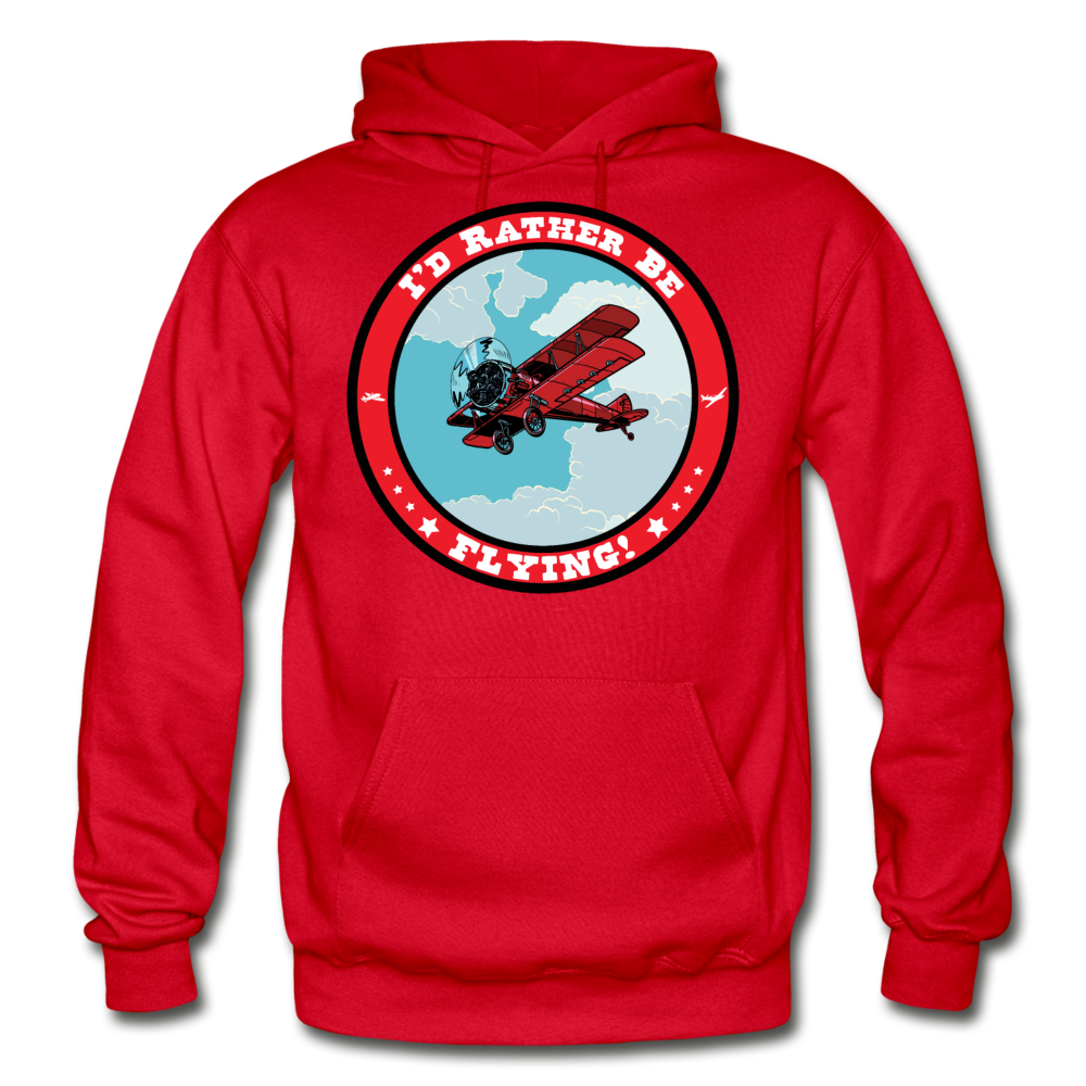 I'd Rather Be Flying - Badge - Gildan Heavy Blend Adult Hoodie - red