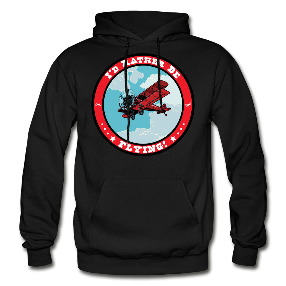 I'd Rather Be Flying - Badge - Gildan Heavy Blend Adult Hoodie - black