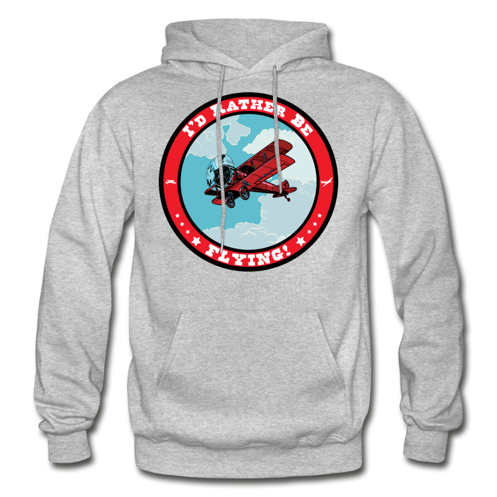 I'd Rather Be Flying - Badge - Gildan Heavy Blend Adult Hoodie - heather gray