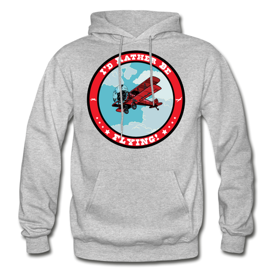 I'd Rather Be Flying - Badge - Gildan Heavy Blend Adult Hoodie - heather gray