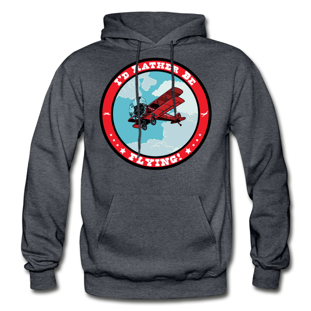 I'd Rather Be Flying - Badge - Gildan Heavy Blend Adult Hoodie - charcoal gray