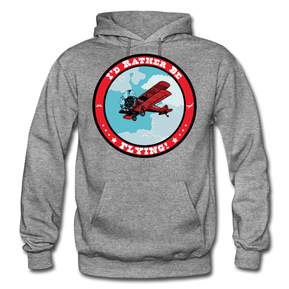 I'd Rather Be Flying - Badge - Gildan Heavy Blend Adult Hoodie - graphite heather