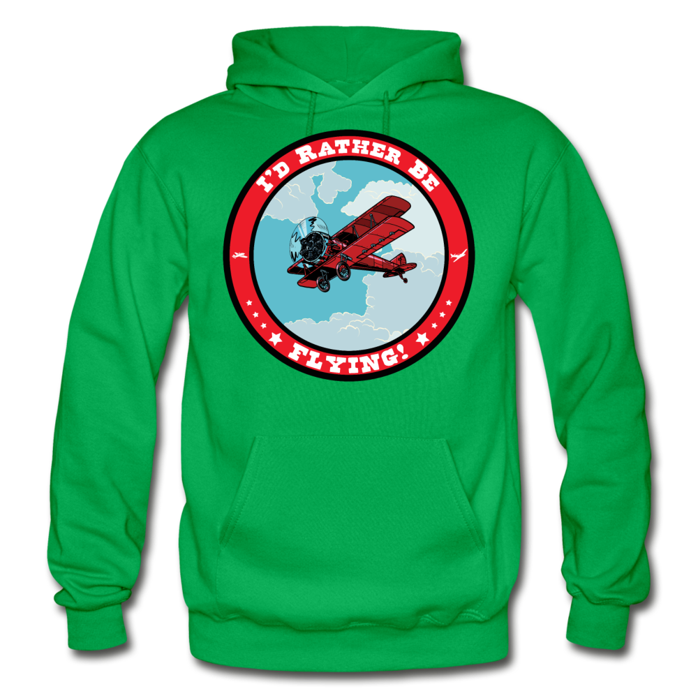 I'd Rather Be Flying - Badge - Gildan Heavy Blend Adult Hoodie - kelly green