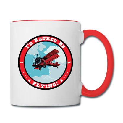 I'd Rather Be Flying - Badge - Contrast Coffee Mug - white/red