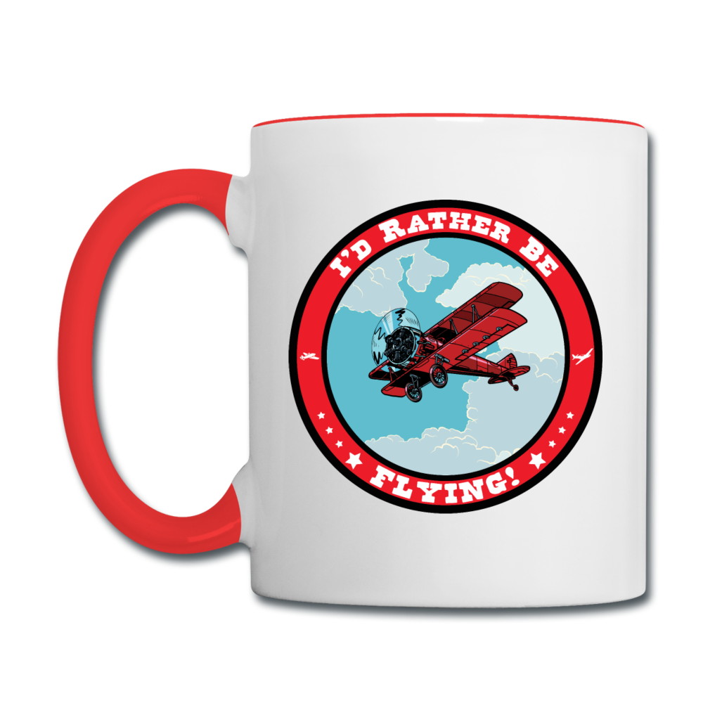 I'd Rather Be Flying - Badge - Contrast Coffee Mug - white/red