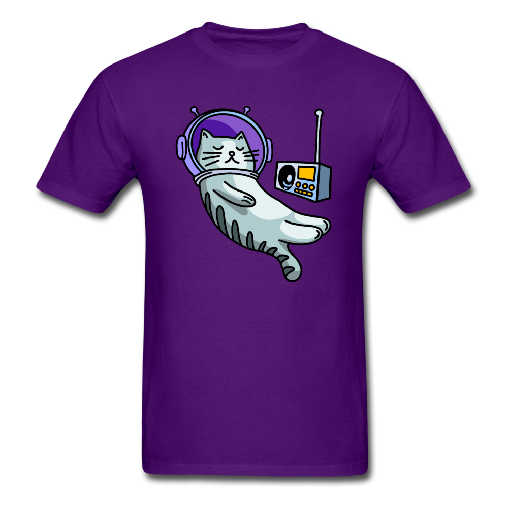 Sleepy Astronaut Cat - Unisex Classic T-Shirt - purple