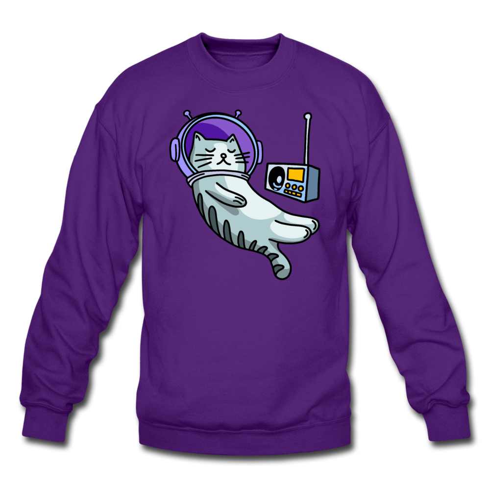 Sleepy Astronaut Cat - Crewneck Sweatshirt - purple