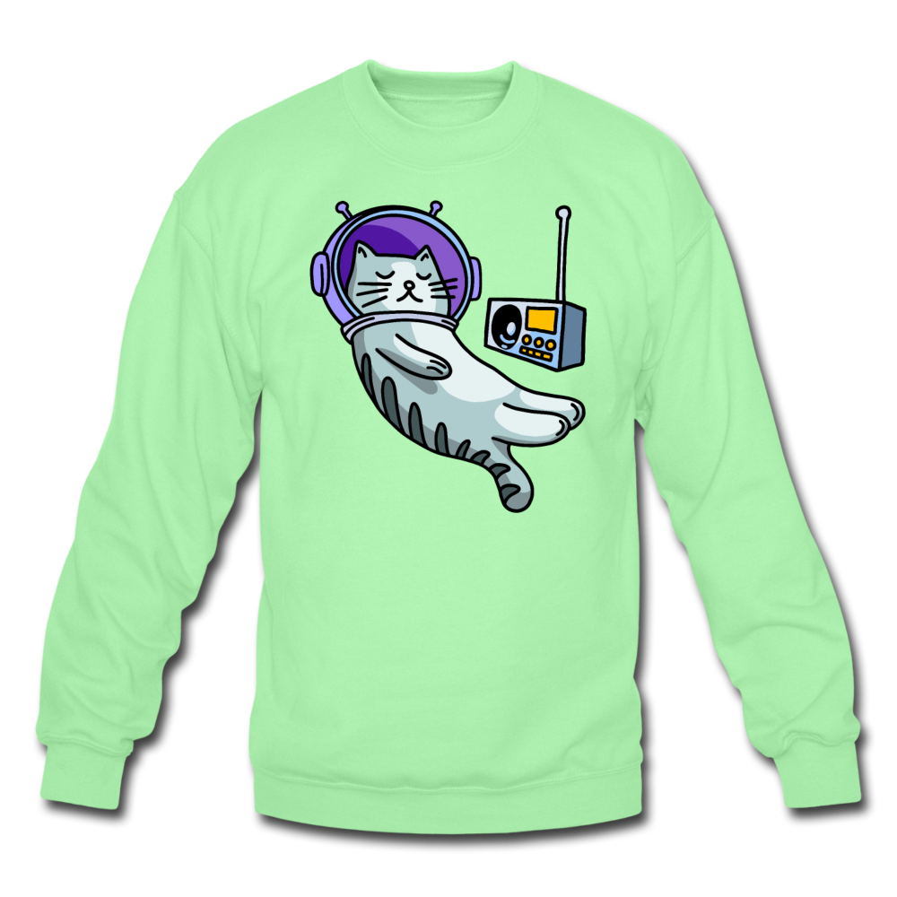 Sleepy Astronaut Cat - Crewneck Sweatshirt - lime