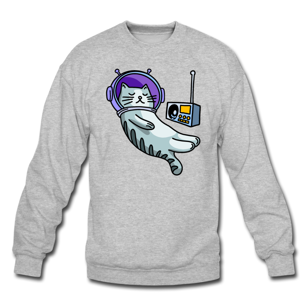 Sleepy Astronaut Cat - Crewneck Sweatshirt - heather gray