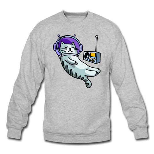 Sleepy Astronaut Cat - Crewneck Sweatshirt - heather gray