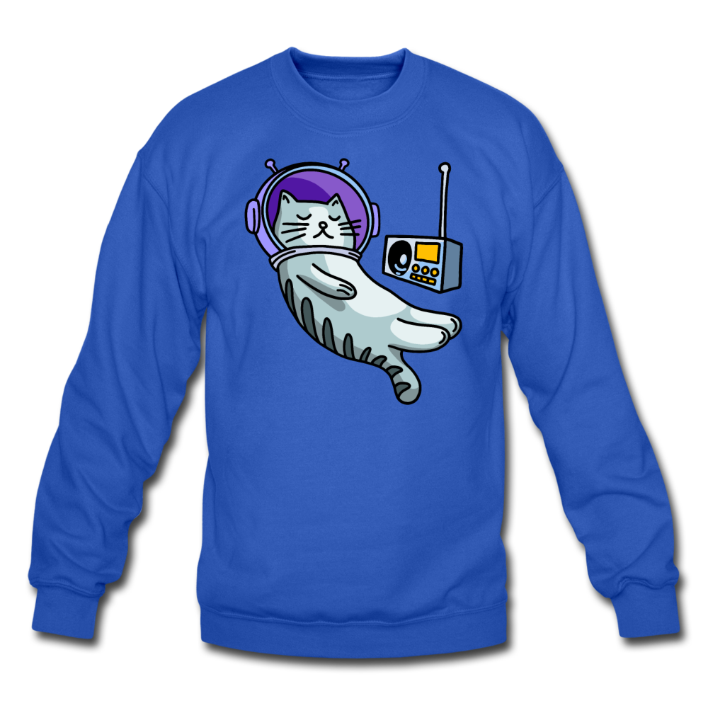 Sleepy Astronaut Cat - Crewneck Sweatshirt - royal blue