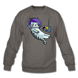 Sleepy Astronaut Cat - Crewneck Sweatshirt - asphalt gray