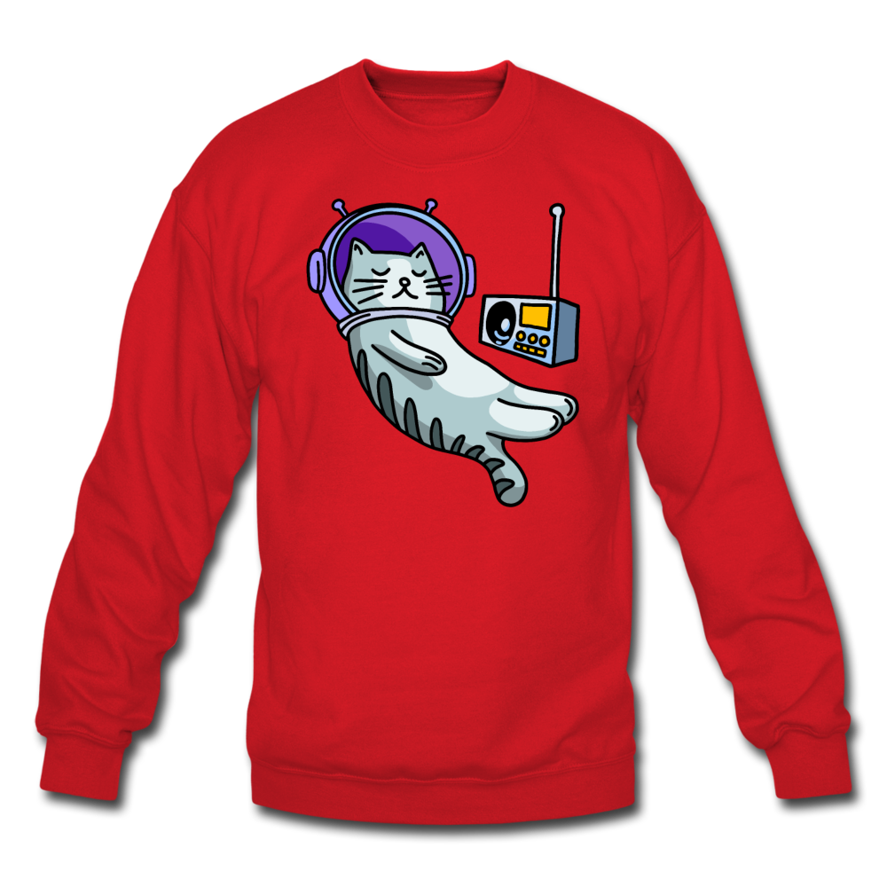 Sleepy Astronaut Cat - Crewneck Sweatshirt - red