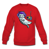 Sleepy Astronaut Cat - Crewneck Sweatshirt - red