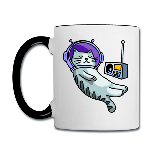 Sleepy Astronaut Cat - Contrast Coffee Mug - white/black