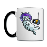 Sleepy Astronaut Cat - Contrast Coffee Mug - white/black