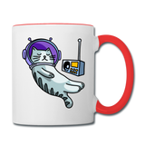 Sleepy Astronaut Cat - Contrast Coffee Mug - white/red