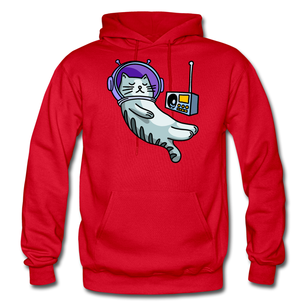 Sleepy Astronaut Cat - Gildan Heavy Blend Adult Hoodie - red