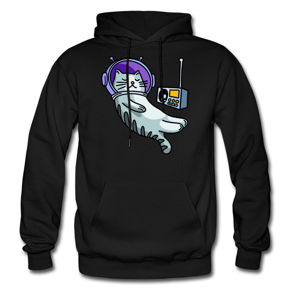 Sleepy Astronaut Cat - Gildan Heavy Blend Adult Hoodie - black