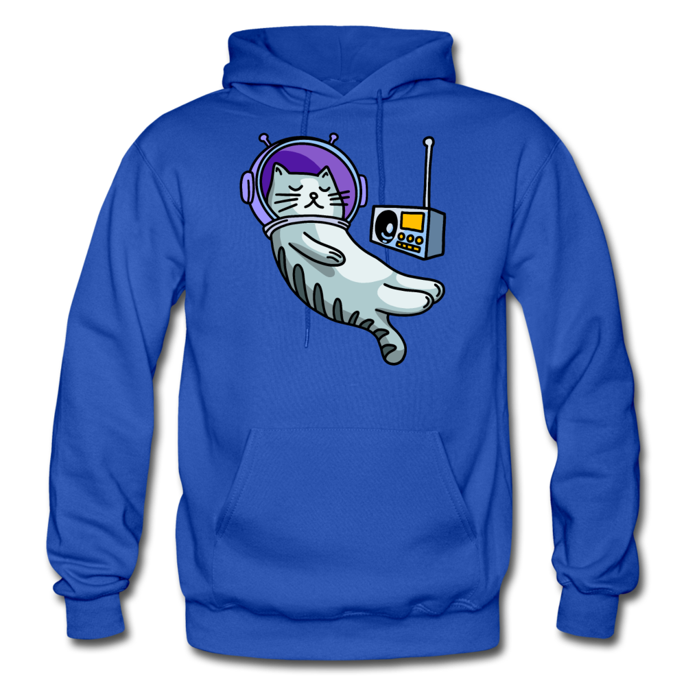 Sleepy Astronaut Cat - Gildan Heavy Blend Adult Hoodie - royal blue