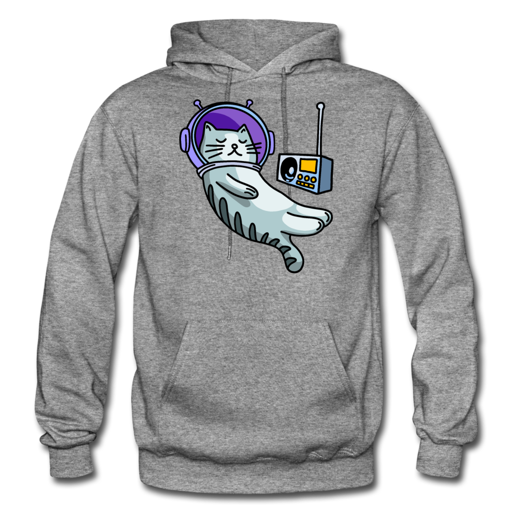 Sleepy Astronaut Cat - Gildan Heavy Blend Adult Hoodie - graphite heather