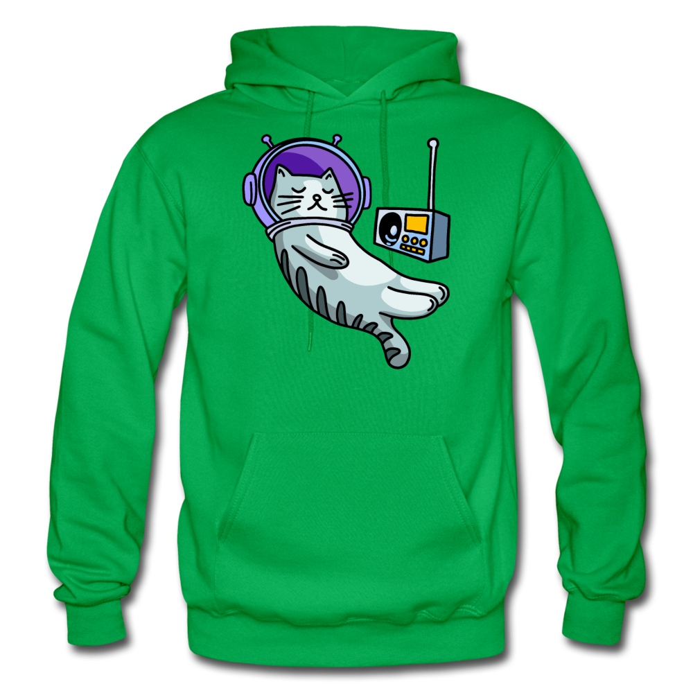 Sleepy Astronaut Cat - Gildan Heavy Blend Adult Hoodie - kelly green