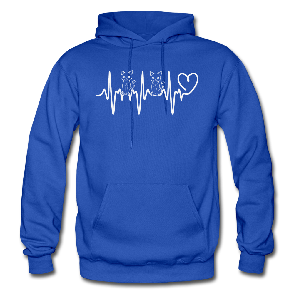 Cat Heartbeat - Gildan Heavy Blend Adult Hoodie - royal blue