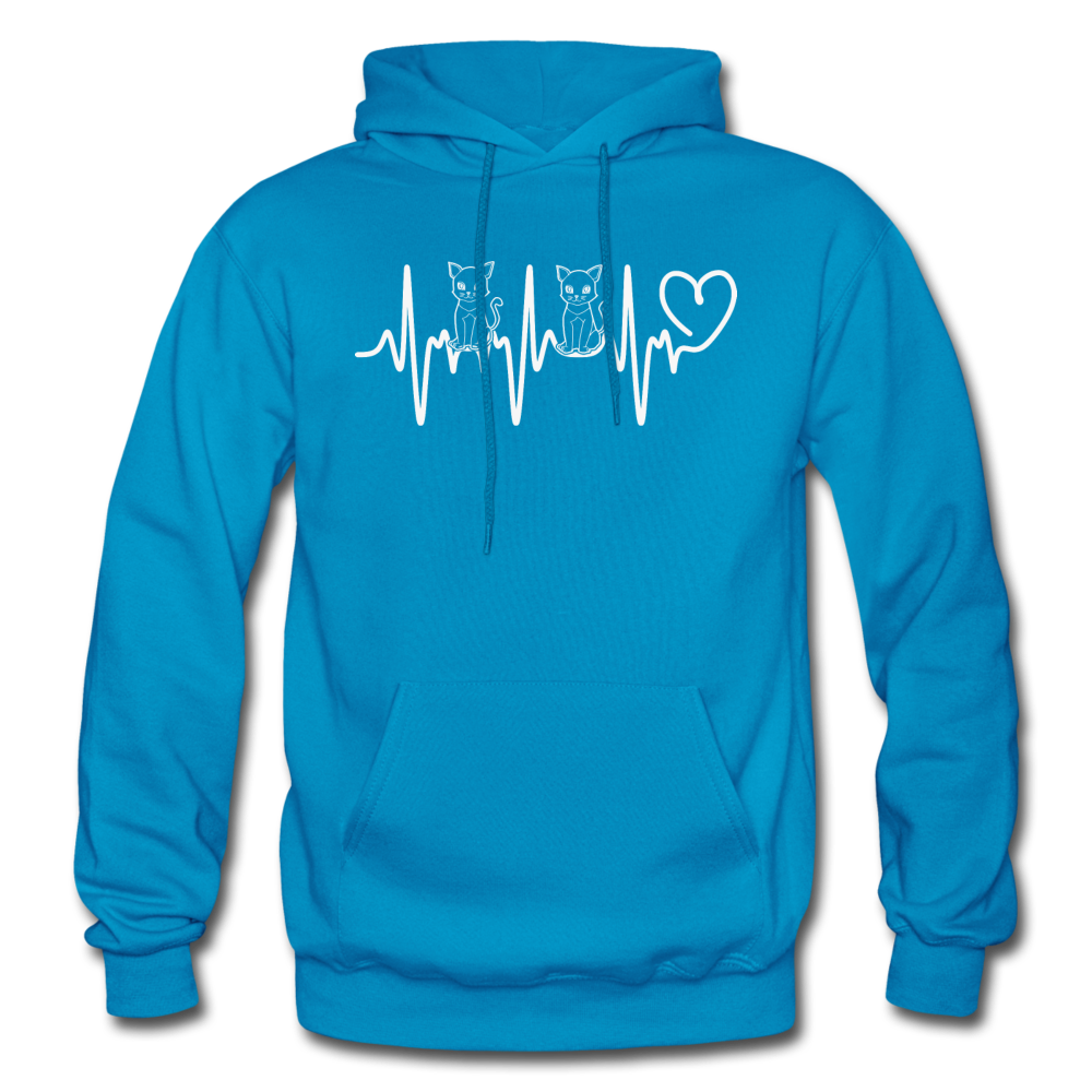 Cat Heartbeat - Gildan Heavy Blend Adult Hoodie - turquoise