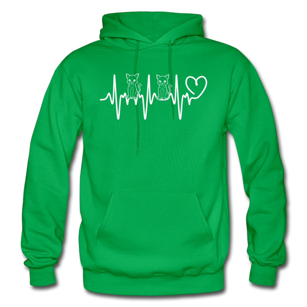 Cat Heartbeat - Gildan Heavy Blend Adult Hoodie - kelly green