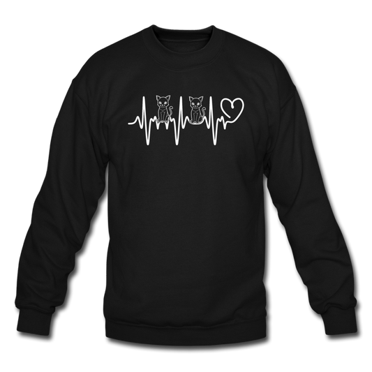 Cat Heartbeat - Crewneck Sweatshirt - black