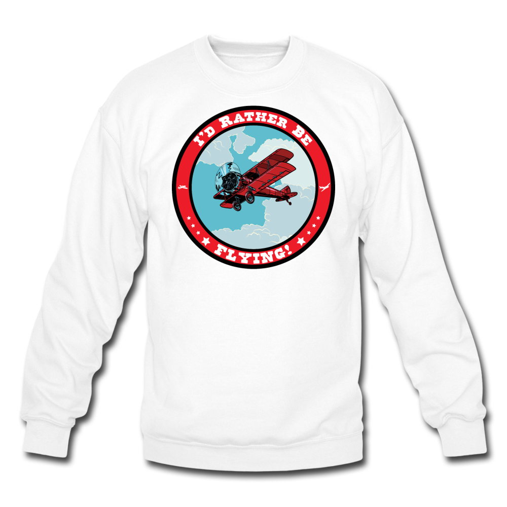 I'd Rather Be Flying - Badge - Crewneck Sweatshirt - white