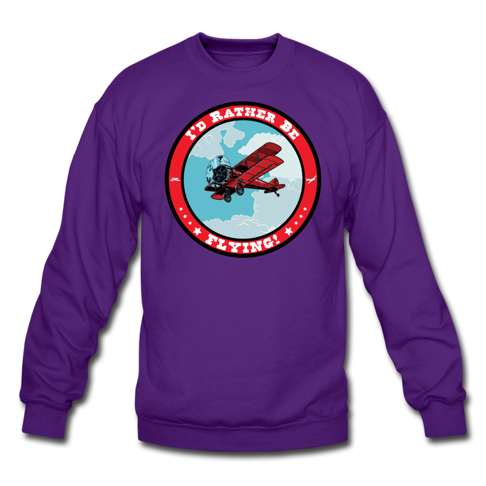 I'd Rather Be Flying - Badge - Crewneck Sweatshirt - purple