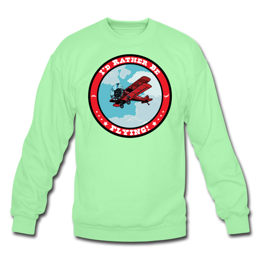 I'd Rather Be Flying - Badge - Crewneck Sweatshirt - lime