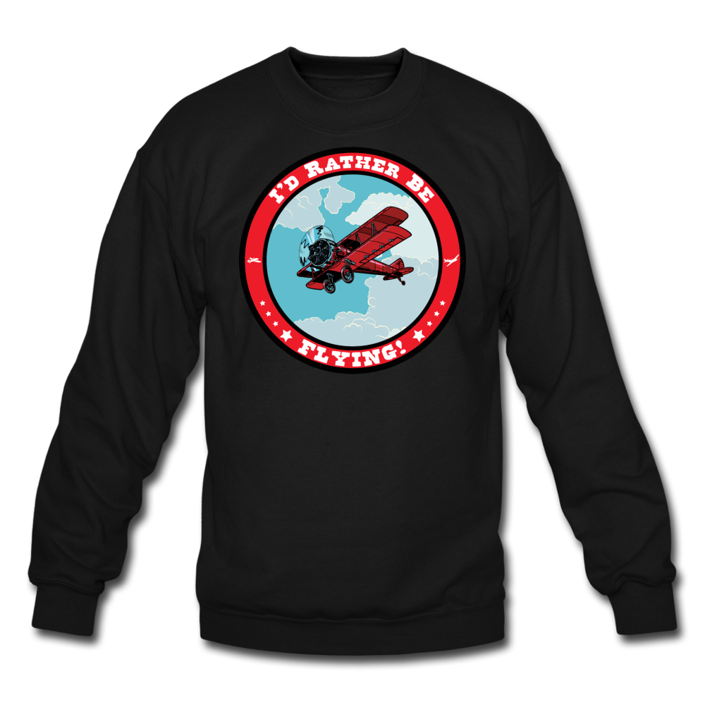 I'd Rather Be Flying - Badge - Crewneck Sweatshirt - black