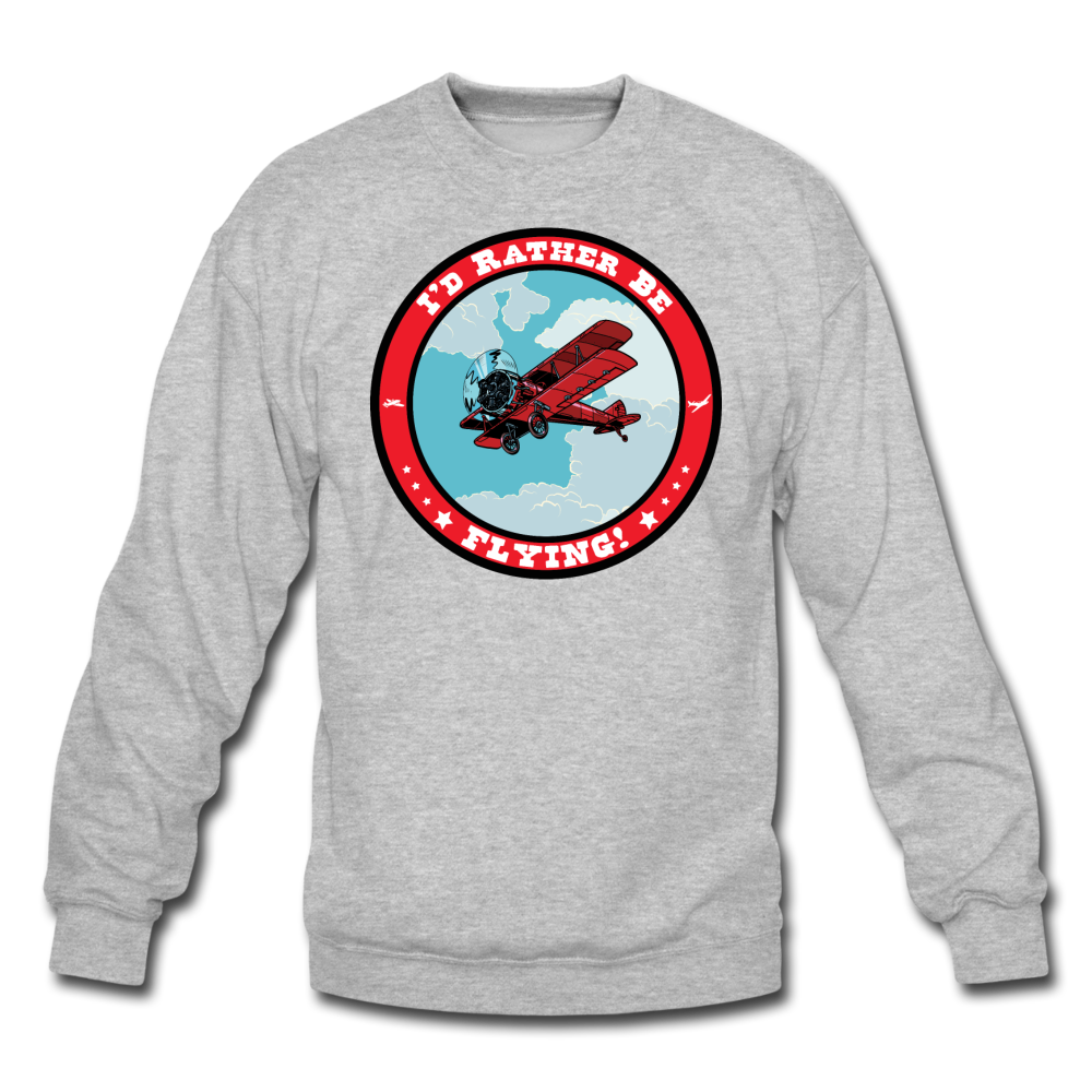 I'd Rather Be Flying - Badge - Crewneck Sweatshirt - heather gray